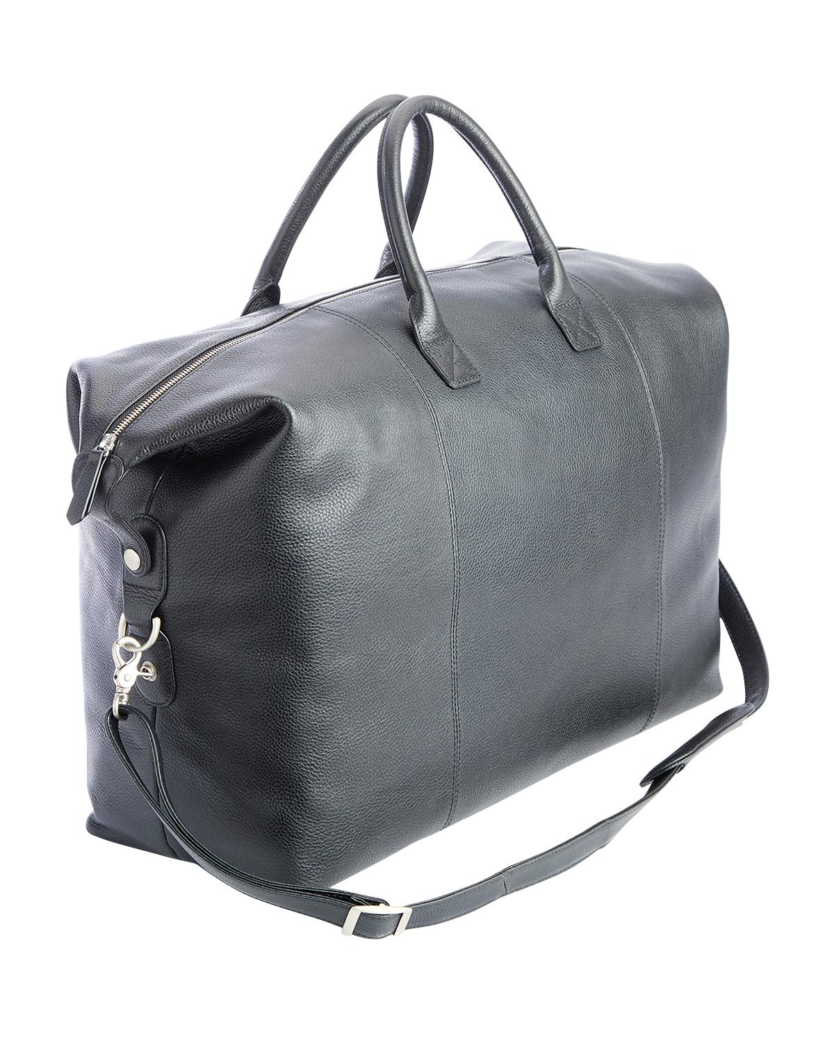 Monogrammed Leather Weekender Duffel Bag