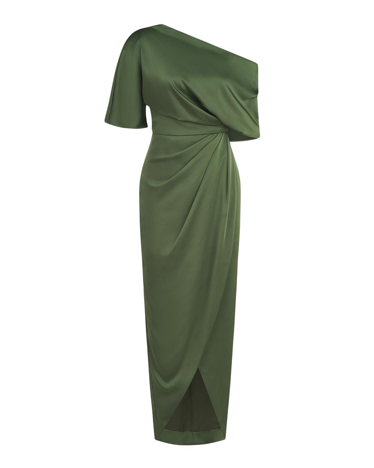 Rayna Draped One-Shoulder High-Low Gown