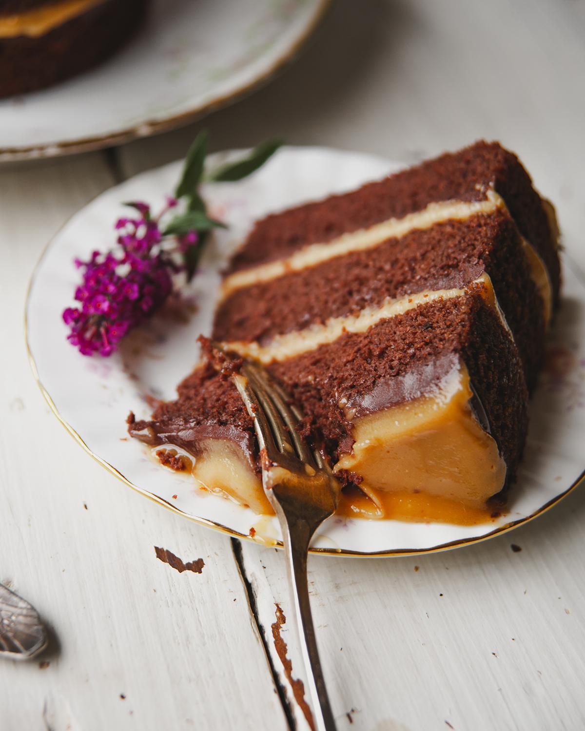 Chocolate Caramel Layer Cake, Serves 8