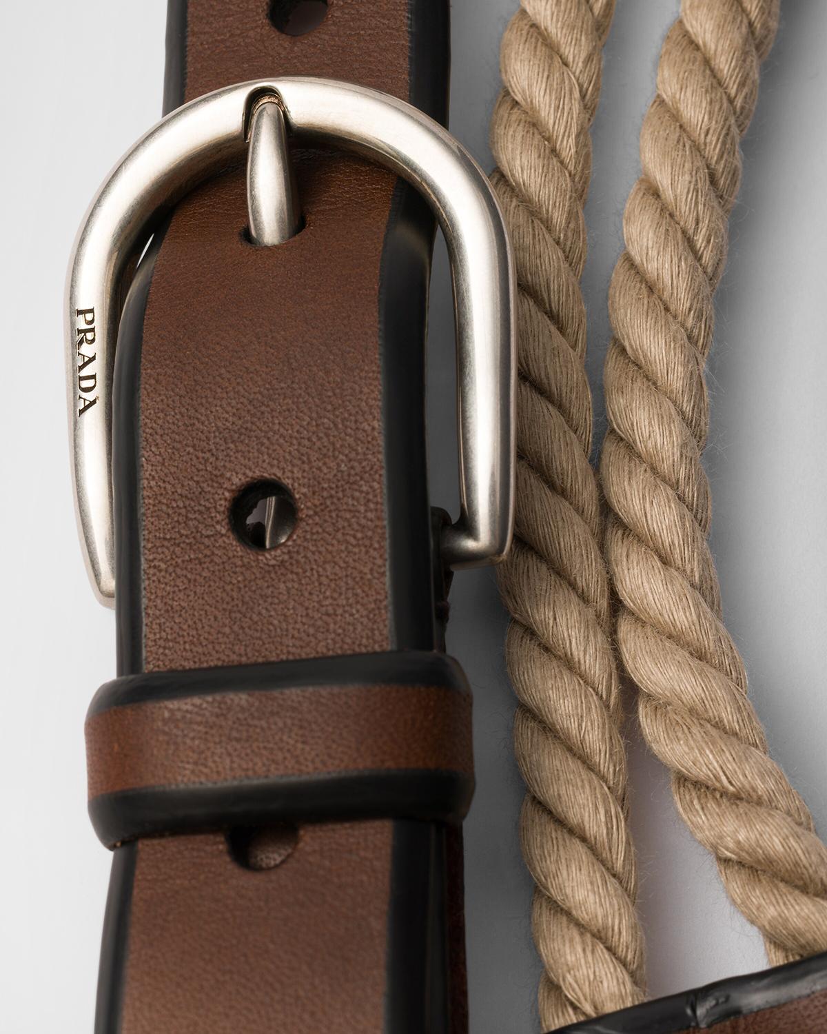 Men's Leather And Rope Belt