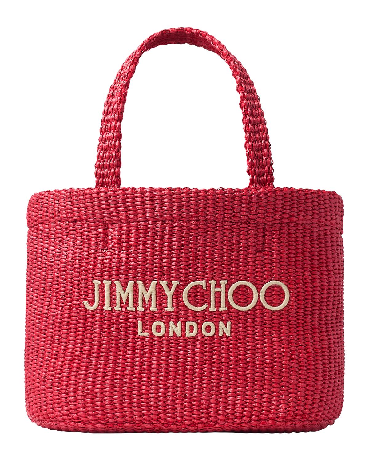 Embroidered Raffia Mini Beach Tote Bag
