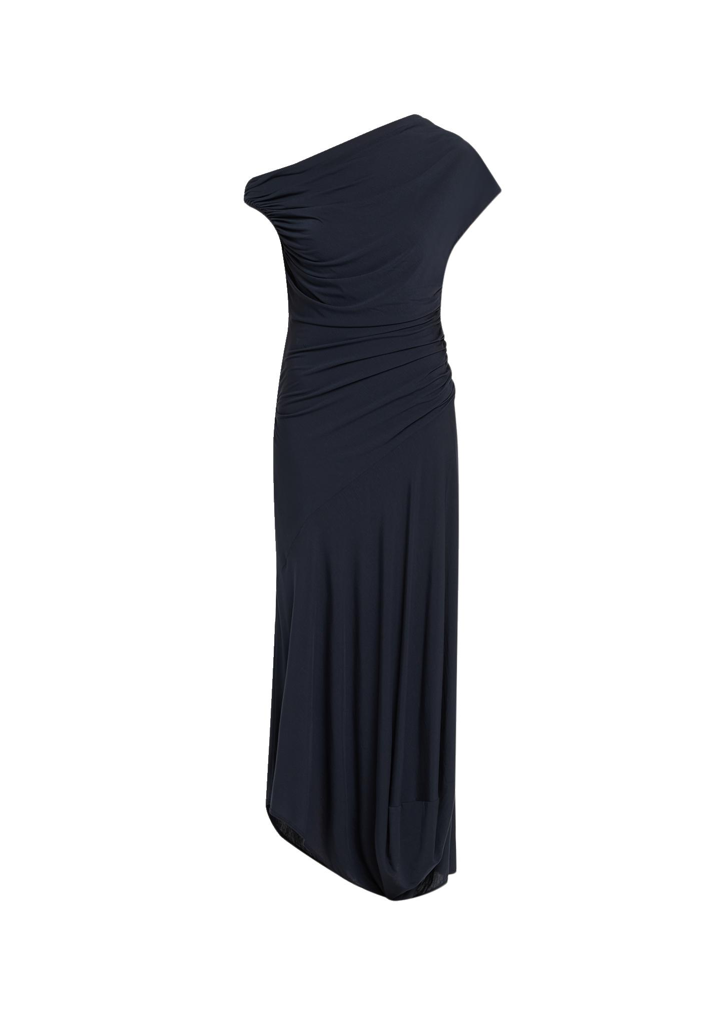 Halle Ruched Asymmetric Jersey Dress