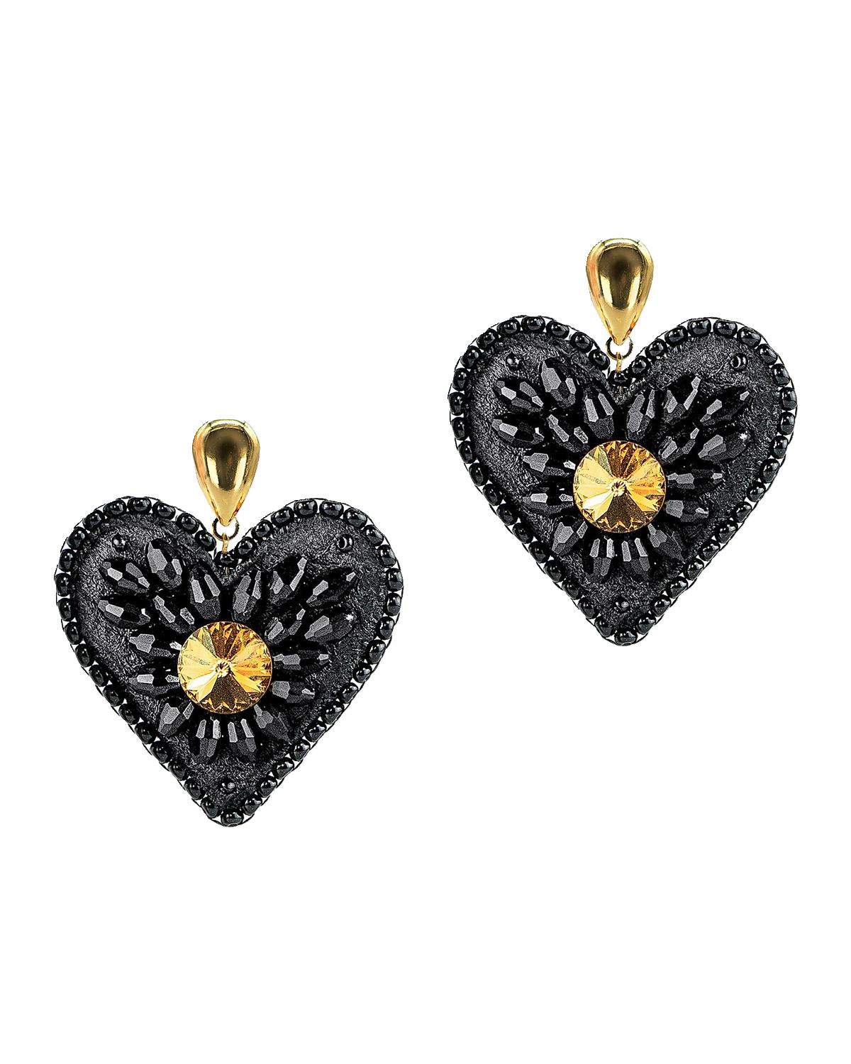 Textile, Crystal, and Glass Ava Earrings with Goldtone Posts