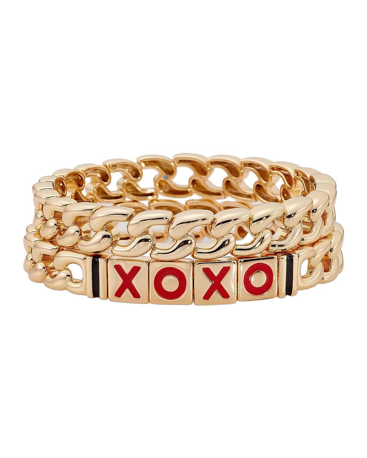 Xoxo 2-Piece Goldtone &amp; Enamel Chain Bracelet Set