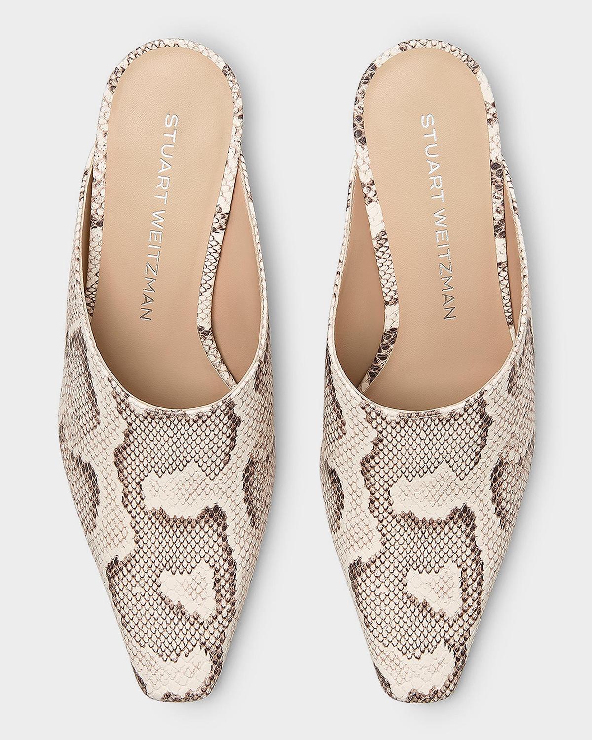 50mm Stassi Snake-Embossed Leather Mules