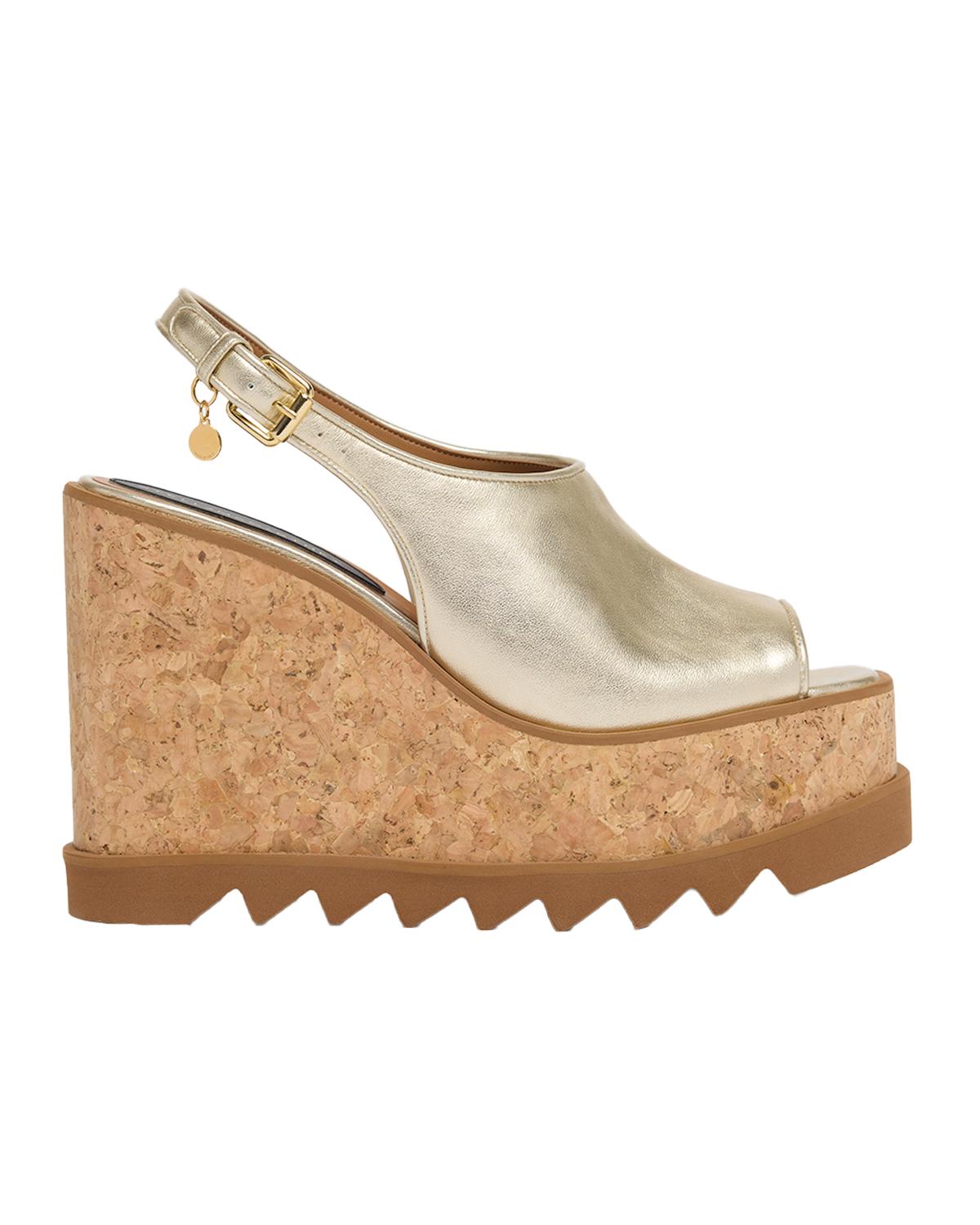 120mm Sneak-Elyse Metallic Vegan Leather Platform Sandals
