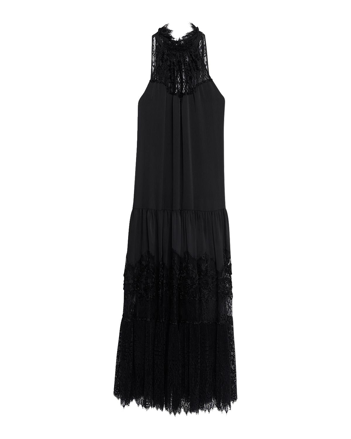 Hallee Lace-Inset Halter Maxi Dress