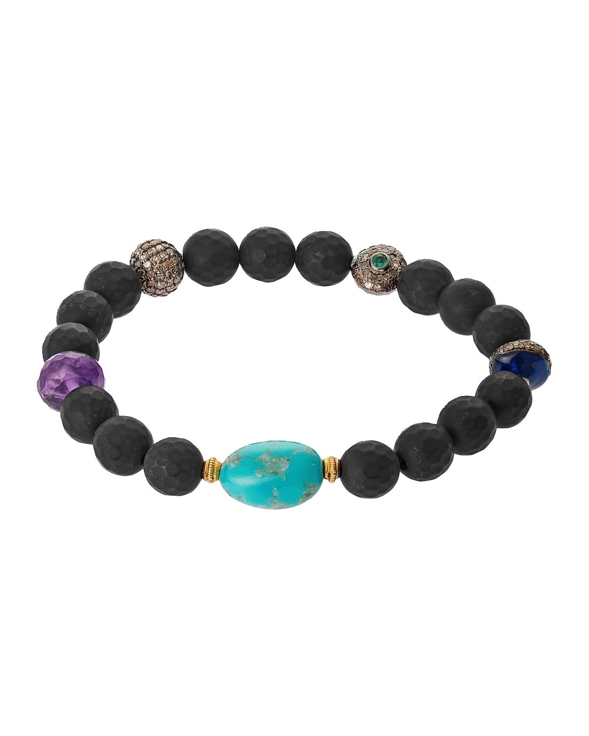 Globetrotter Sterling Silver &amp; Mixed-Media Beaded Stretch Bracelet